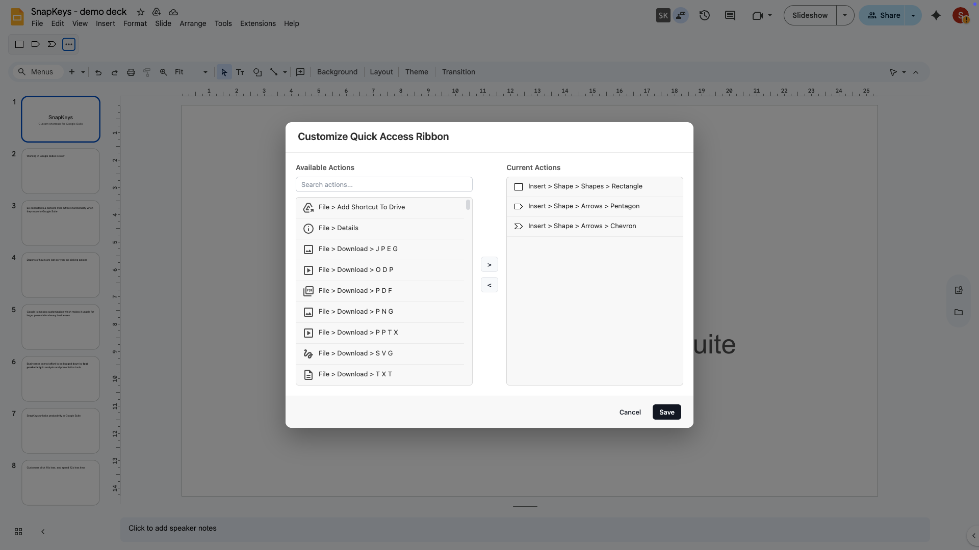 Quick Access Ribbon demo